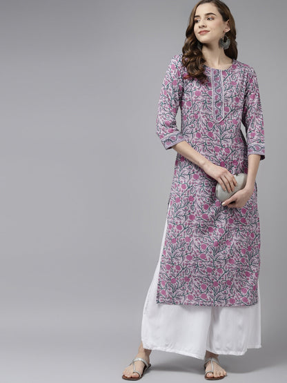Lavender & Green Printed Kurta