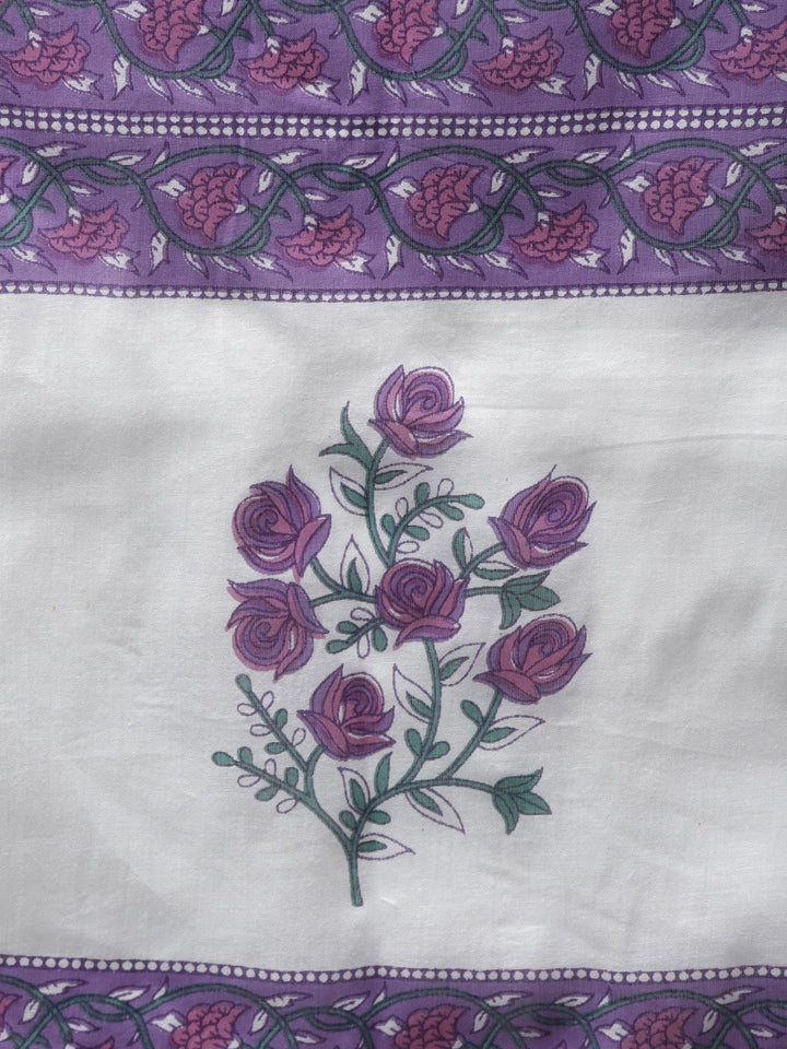 Lavender &amp; White Printed Dupatta Set