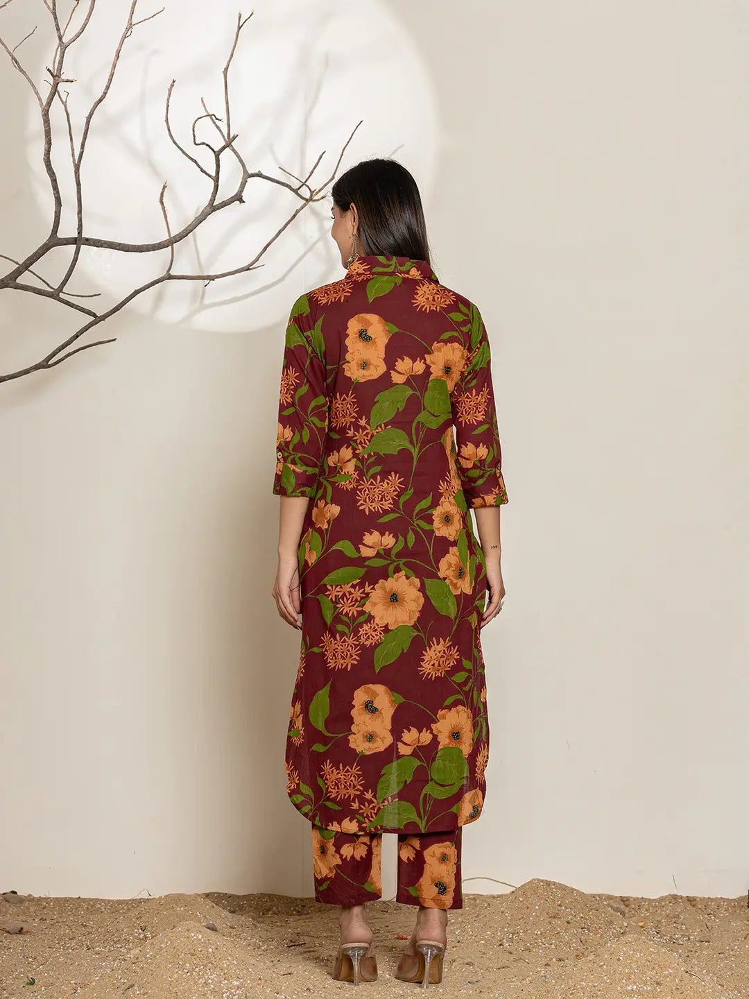 Maroon Cotton Co Ord Set