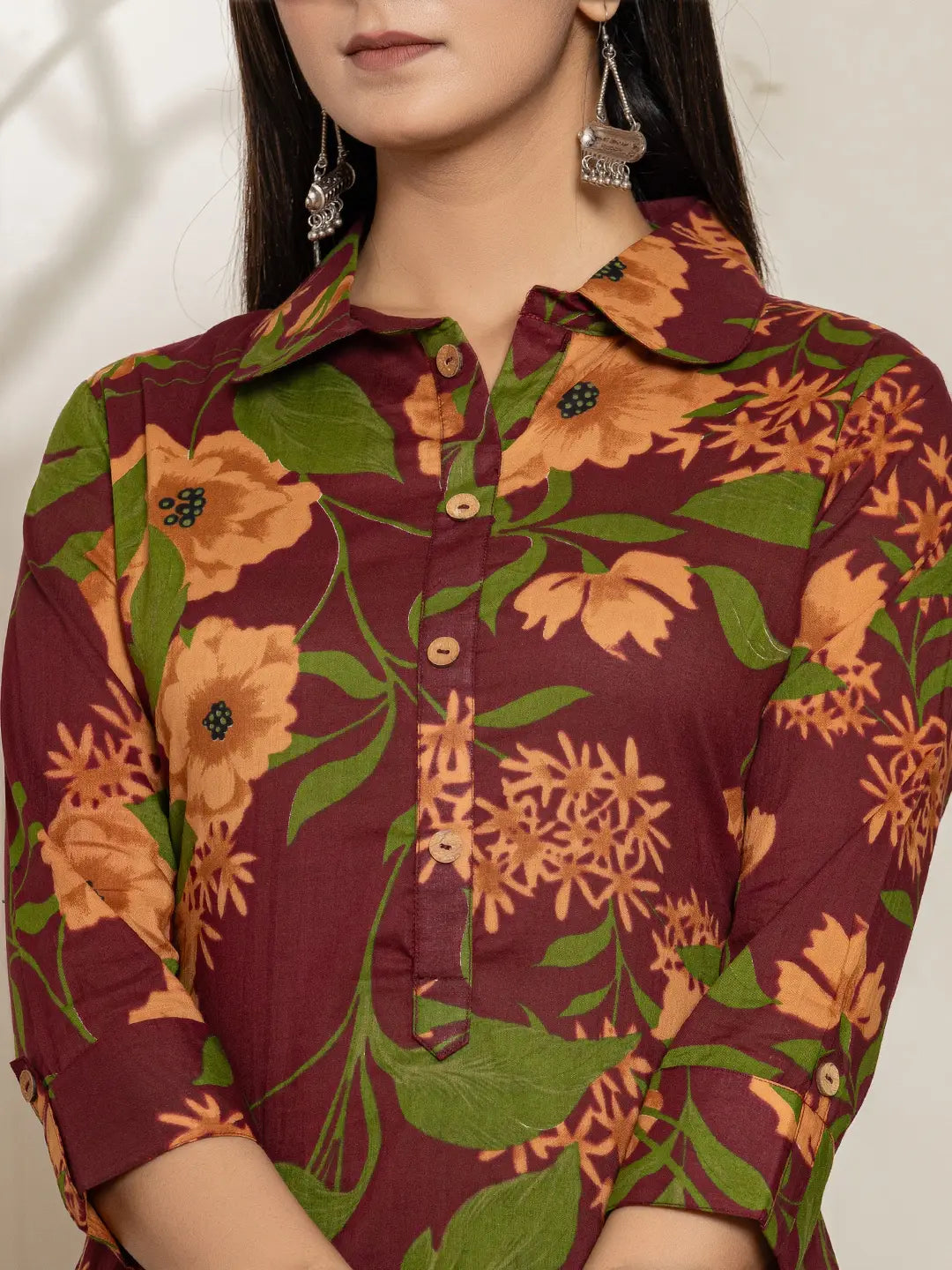 Maroon Cotton Co Ord Set