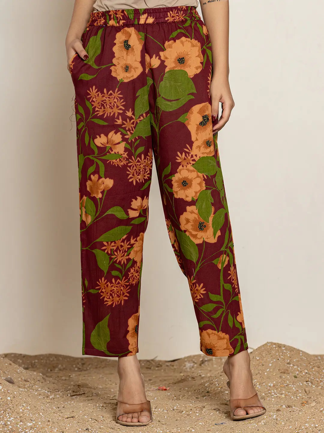 Maroon Cotton Co Ord Set