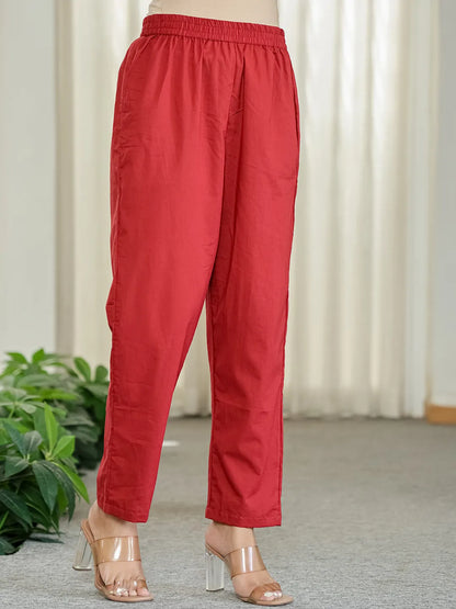 Maroon Cotton Sequins Work Straight Kurta Set