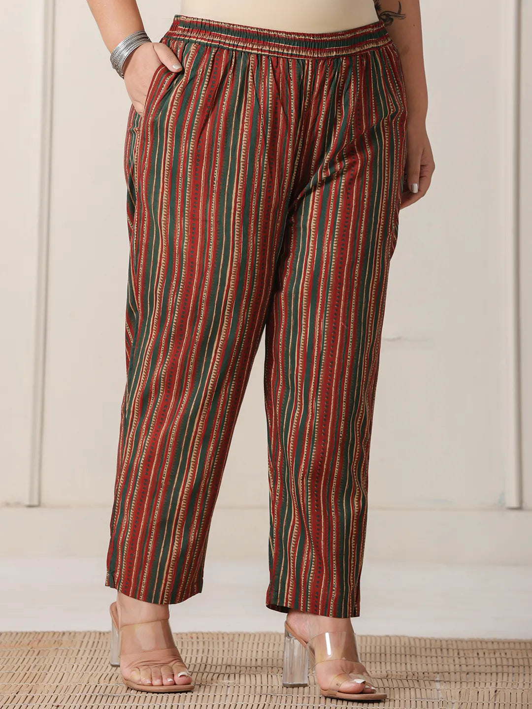 Maroon Floral Print Patch & Lace Work Plus Size Kurta Set With Pant & Dupatta