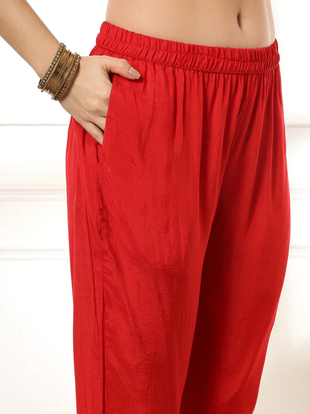 Maroon Gajji Silk Bandhani Embroidered Kurta With Trousers With Dupatta Set