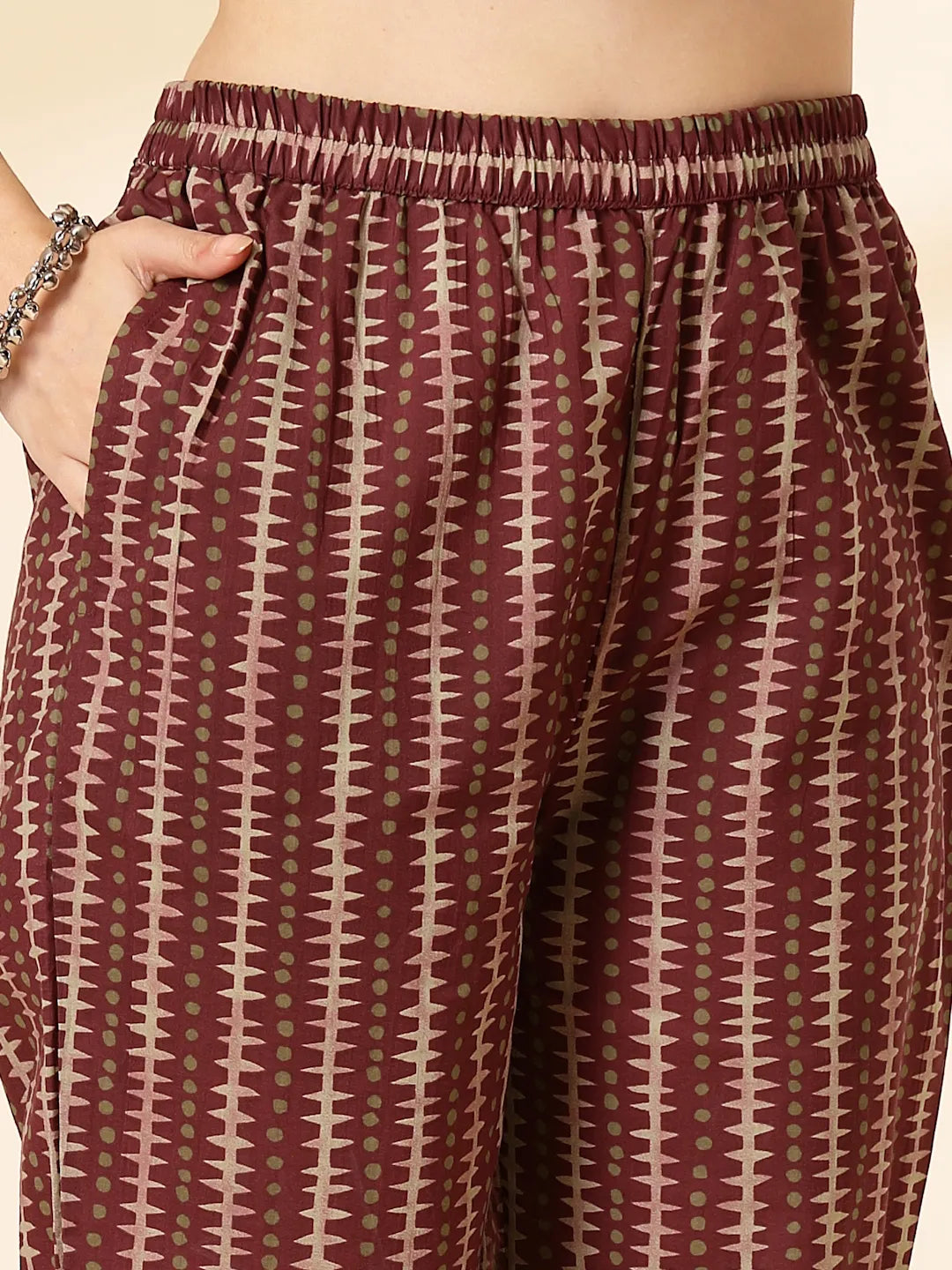 Maroon Pure Cotton Straight Kurta Dupatta Set