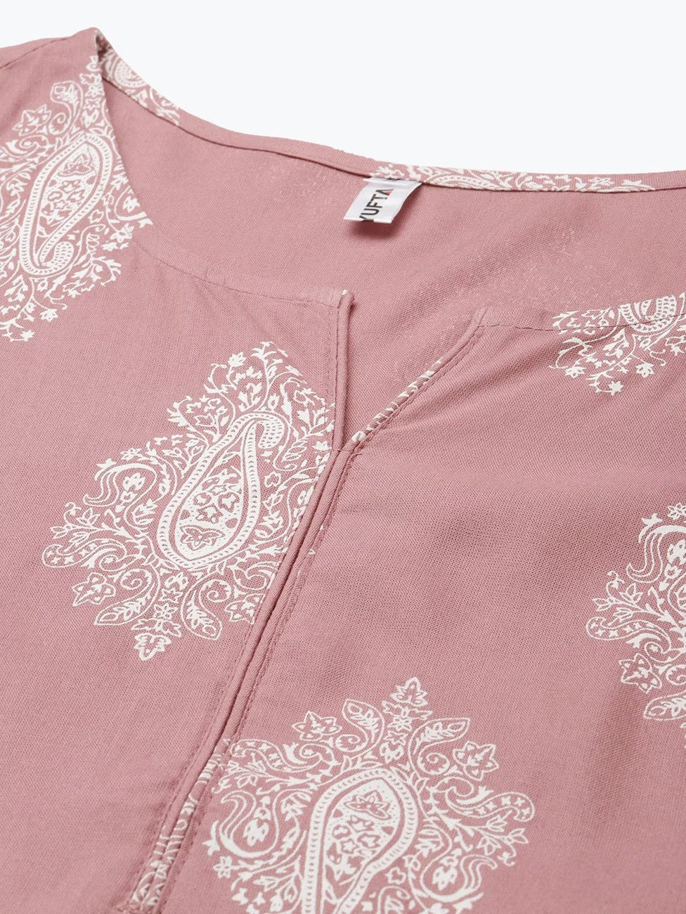 Mauve &amp; Off-White Printed Dupatta Set