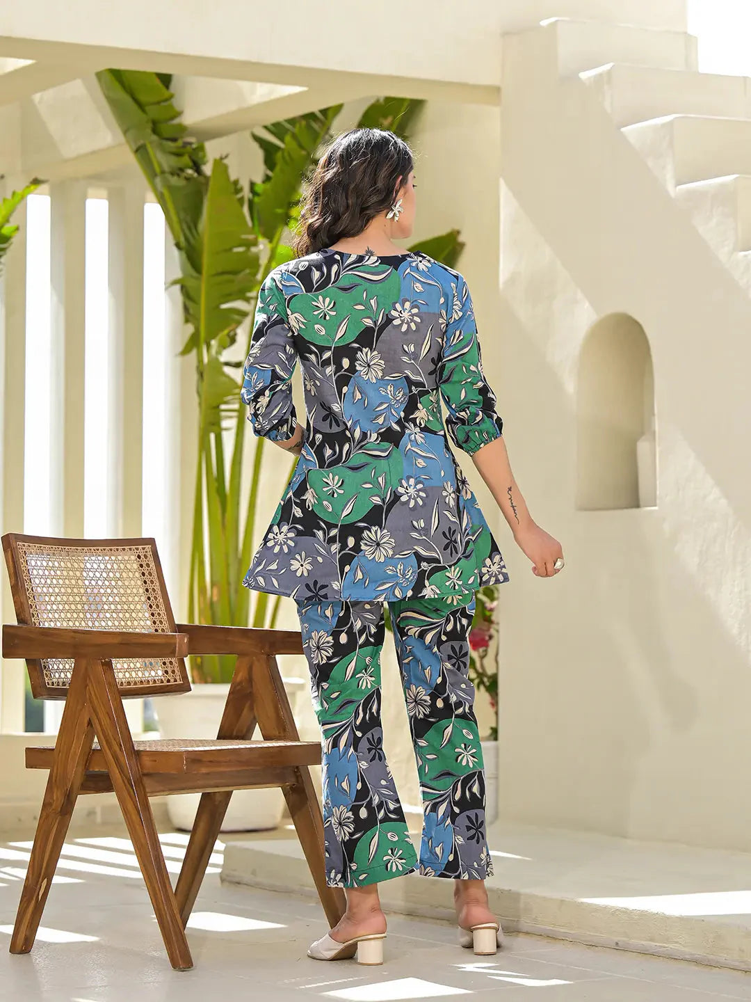 Multi Cotton Ethnic Motifs Print Co Ord Set