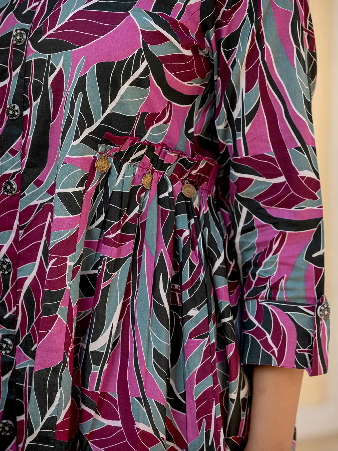 Multi Leaf Print Cotton Co Ord Set