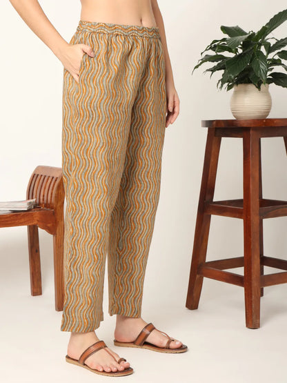 Mustard And Gray Cotton Dori Embroidery Kurta Dupatta Pant Set