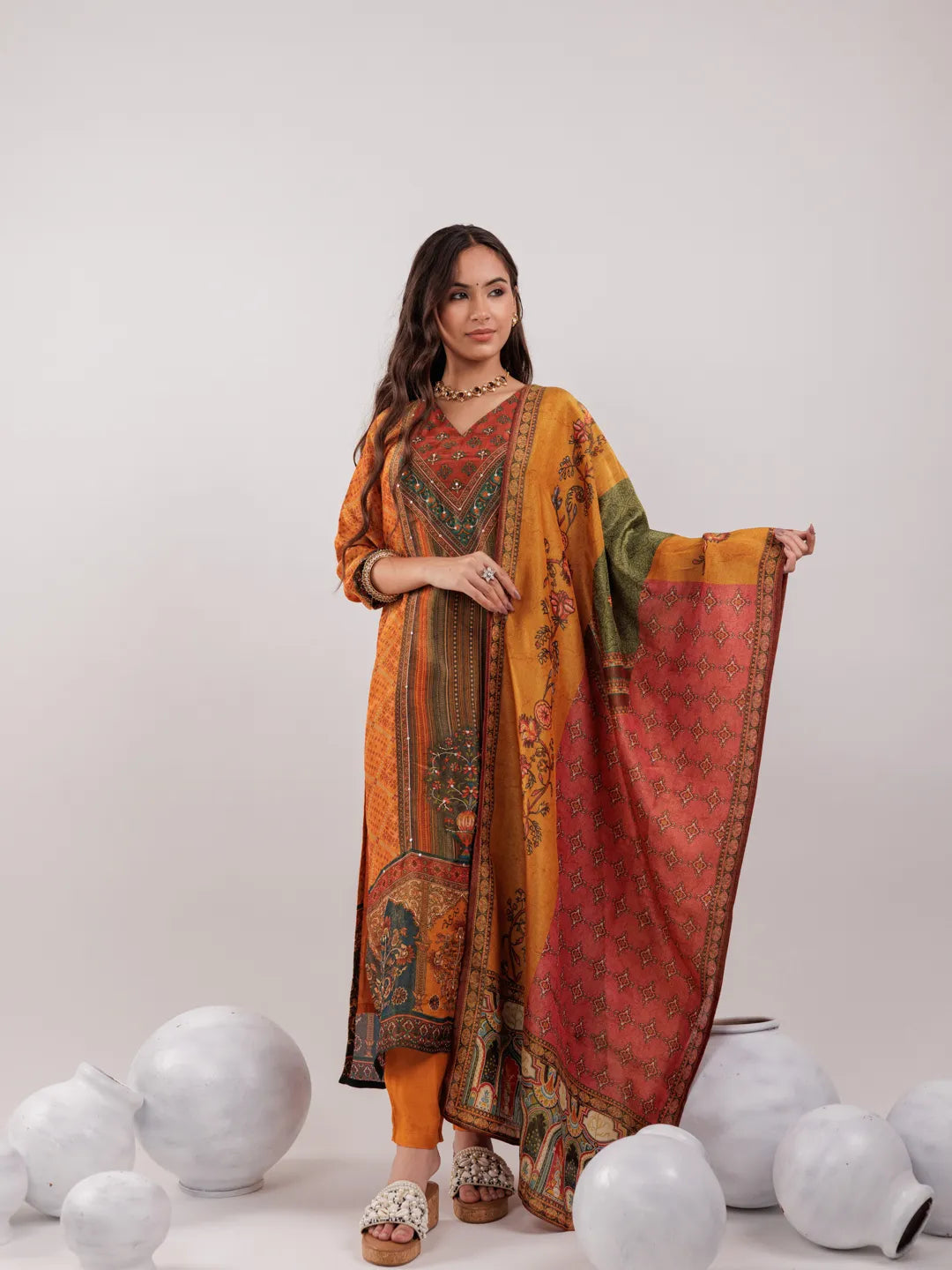 Pure Shimmer Tissue With Pure Viscose Trouser And Shimmer Dupatta
