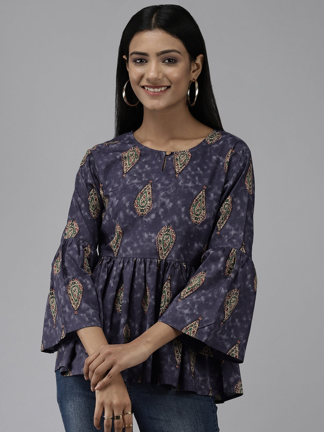 Navy Blue & Beige A Line Tunic