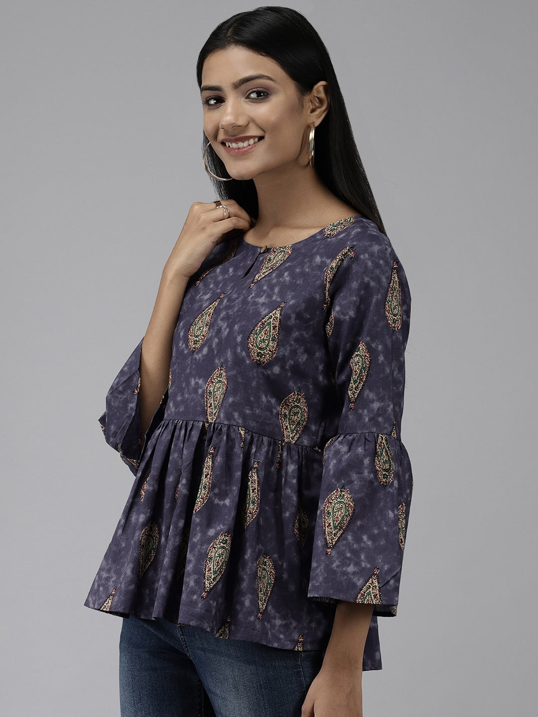 Navy Blue & Beige A Line Tunic