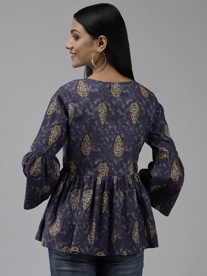 Navy Blue & Beige A Line Tunic