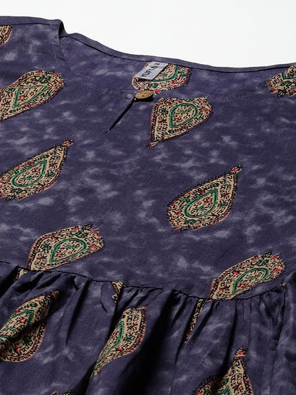 Navy Blue & Beige A Line Tunic