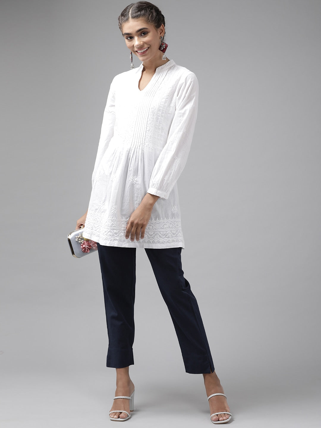 Navy Cotton Fit Trousers