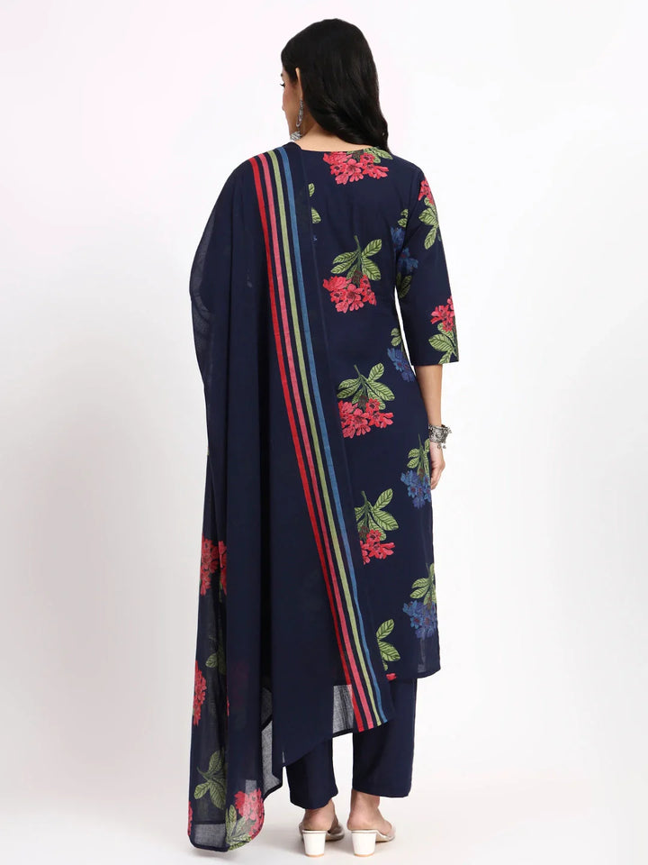 Cotton Straight Kurta Pant Dupatta Set
