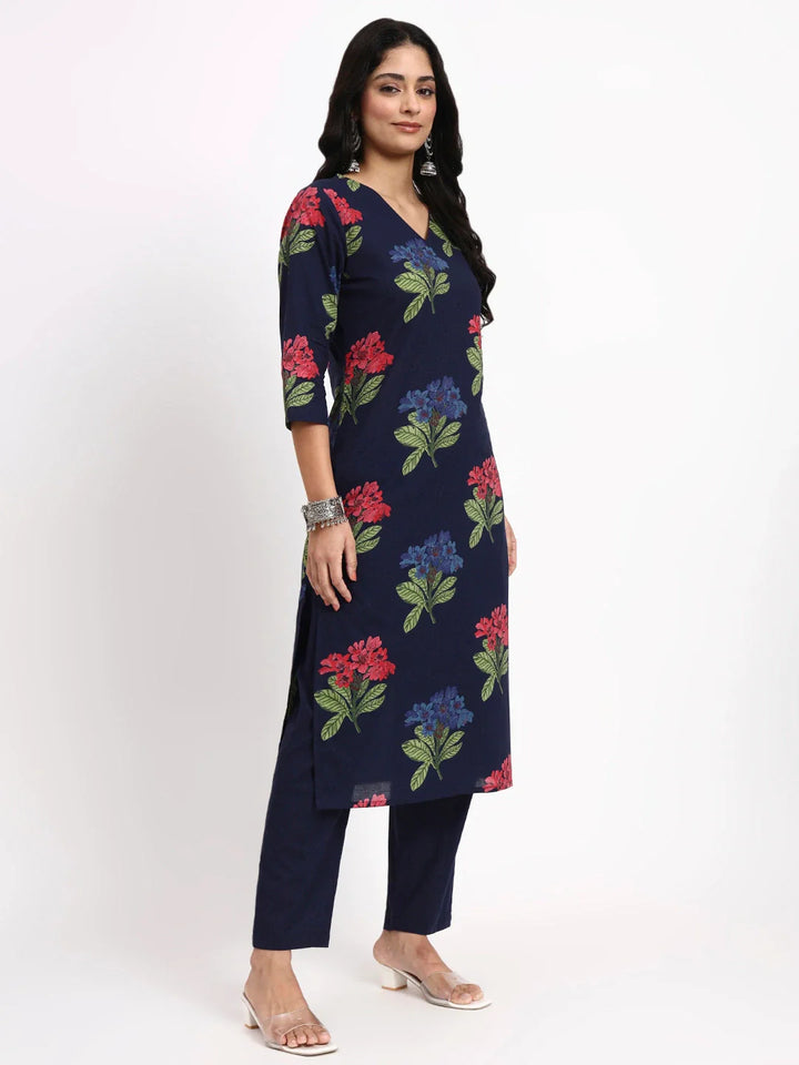 Cotton Straight Kurta Pant Dupatta Set