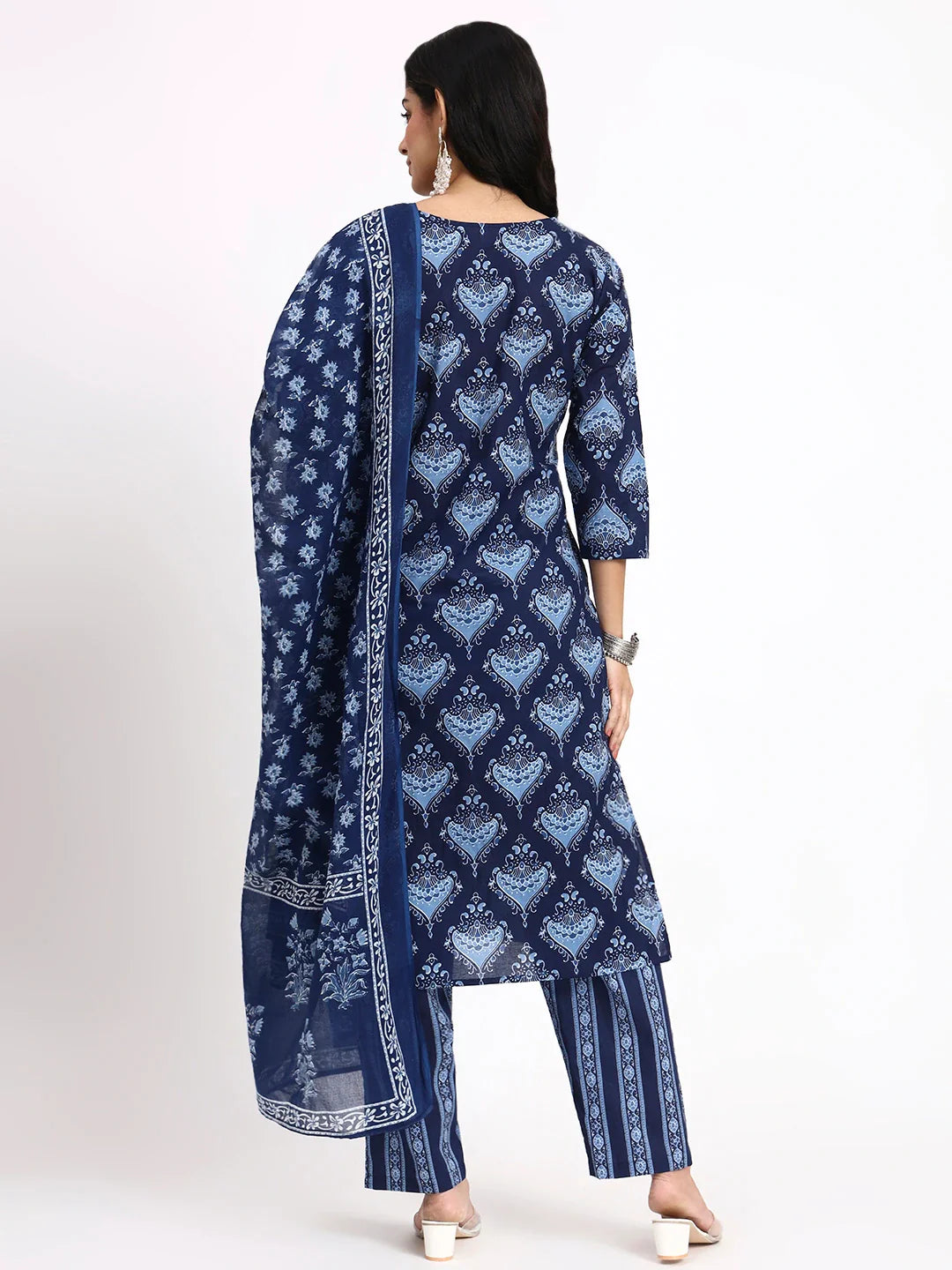 Cotton Straight Kurta Pant Dupatta Set