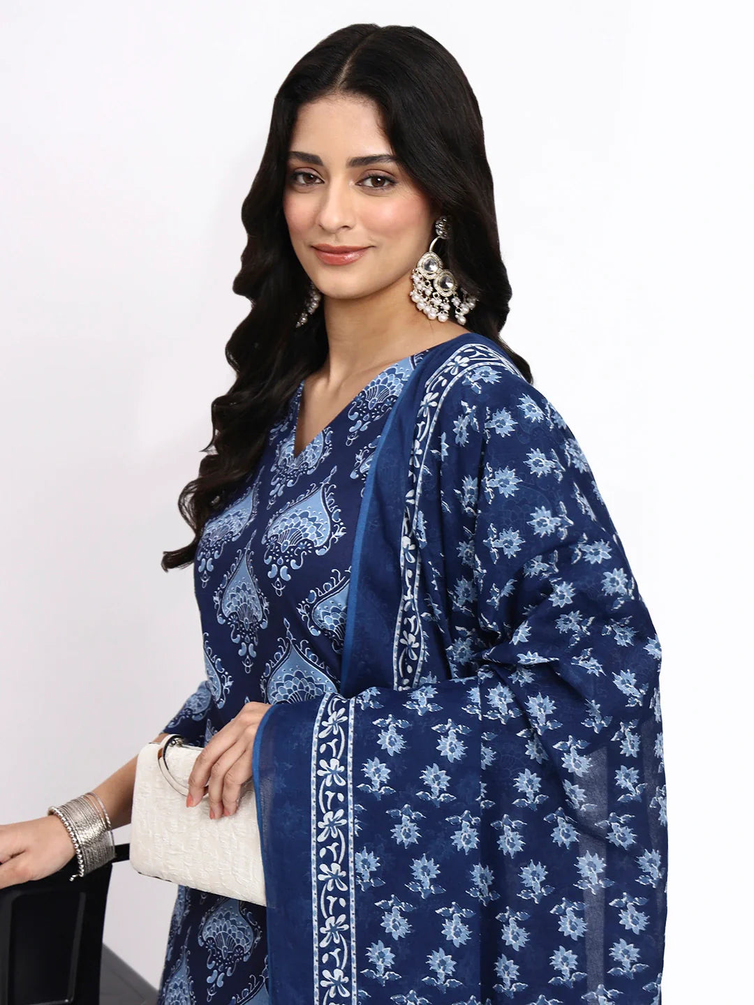 Cotton Straight Kurta Pant Dupatta Set