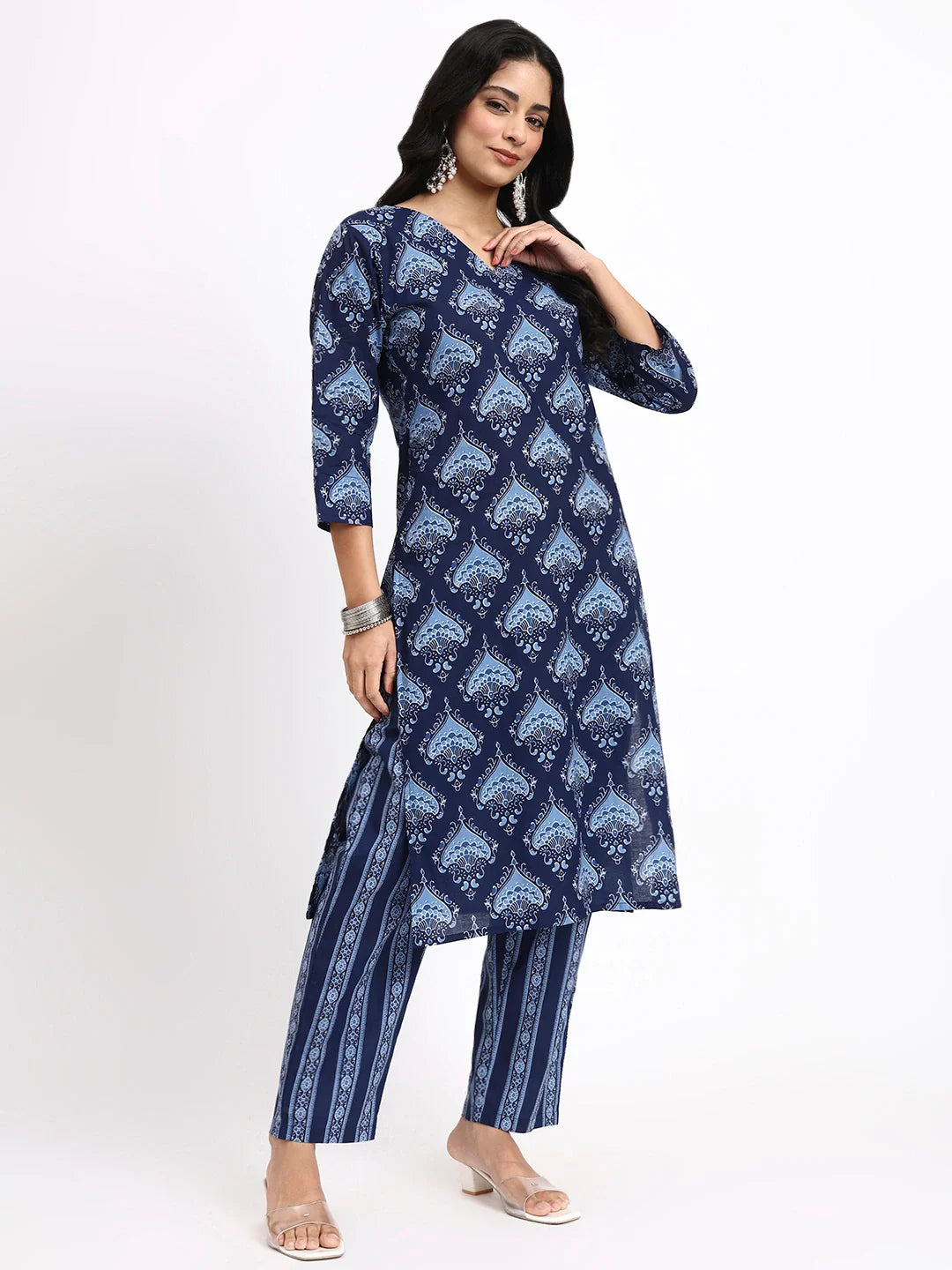 Cotton Straight Kurta Pant Dupatta Set