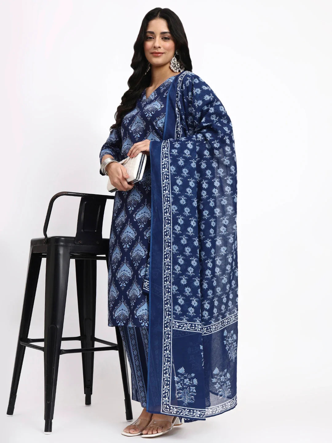 Cotton Straight Kurta Pant Dupatta Set