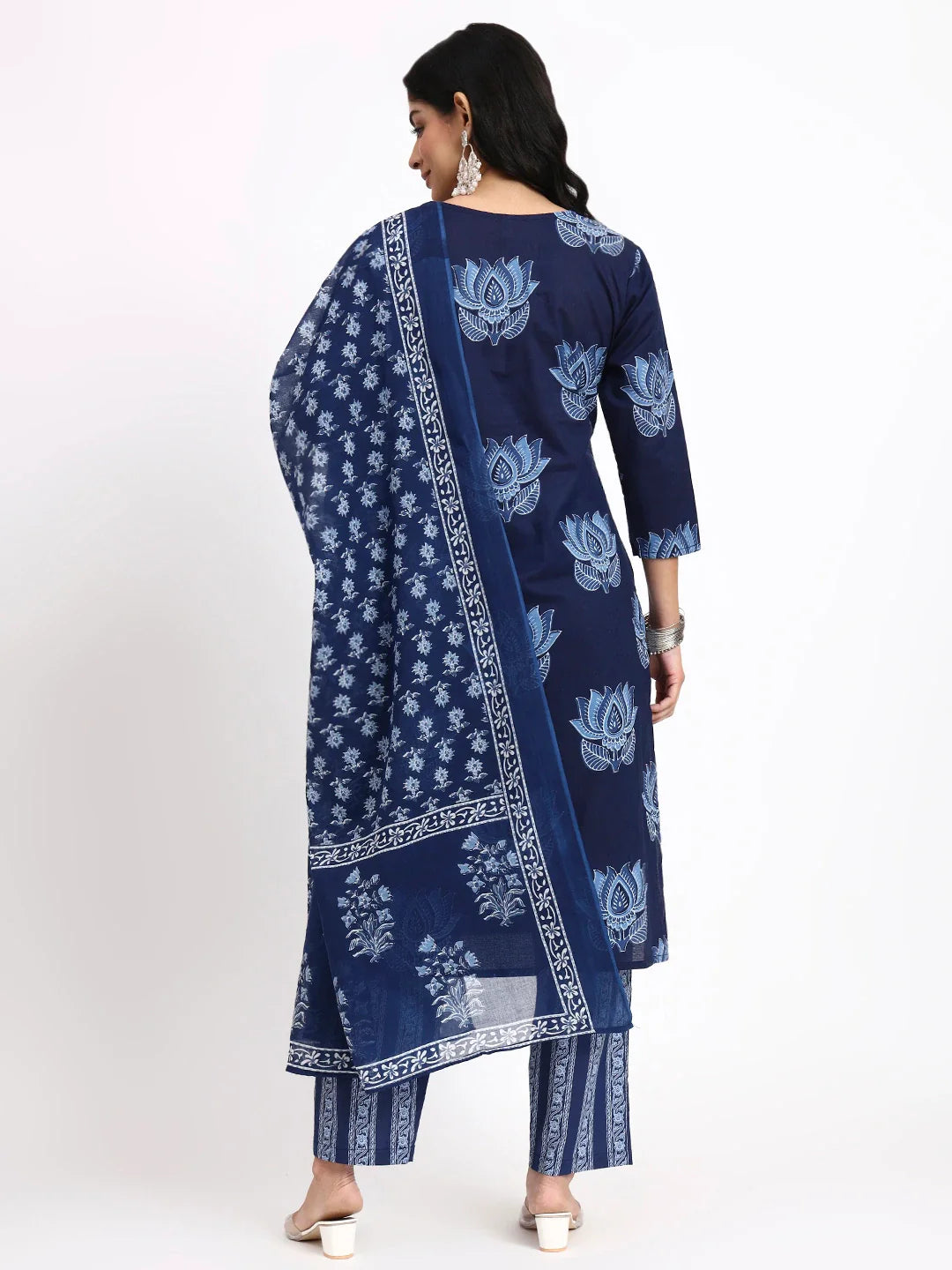 Cotton Straight Kurta Pant Dupatta Set