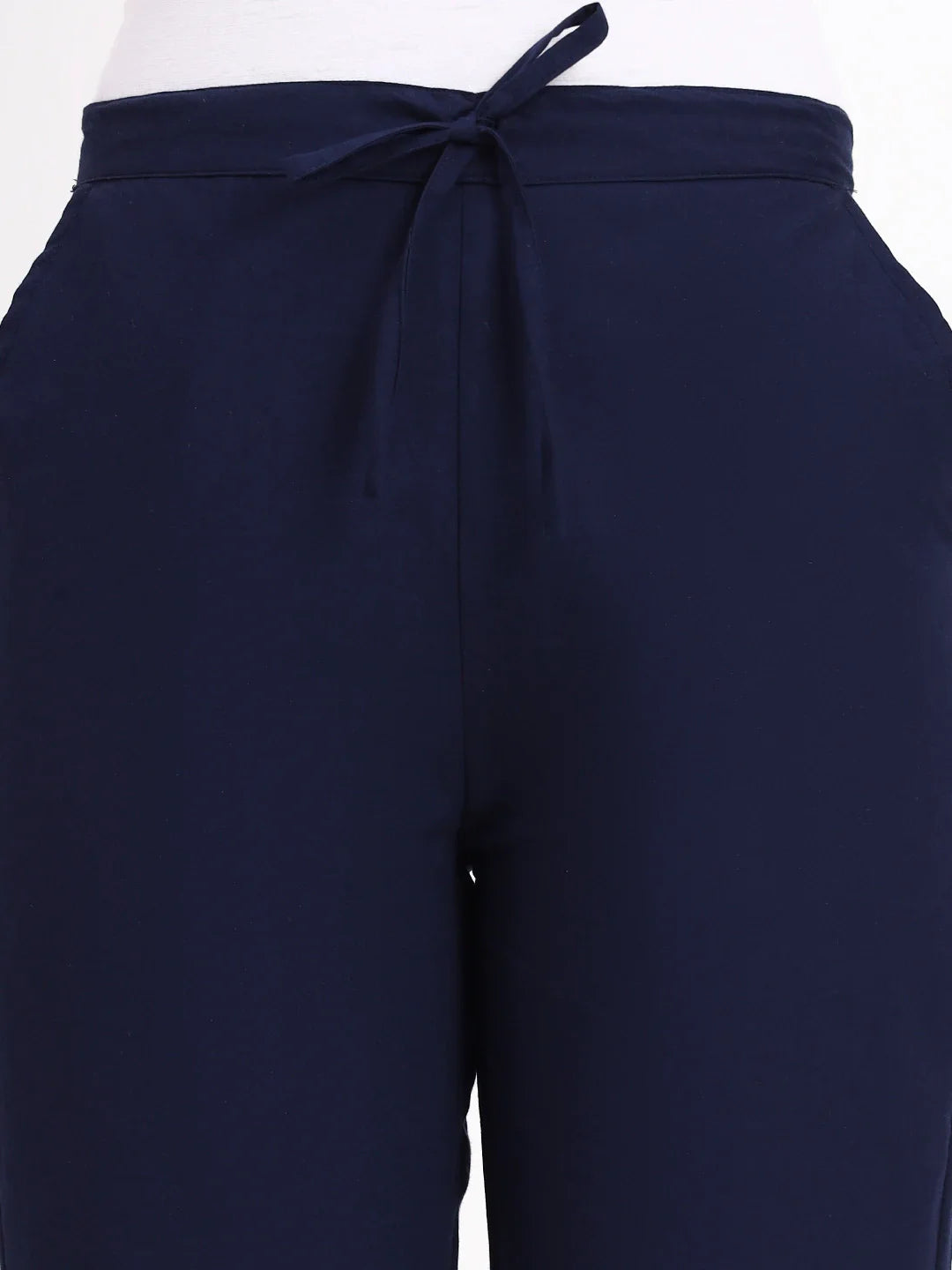 Mid-Rise Ankle-Length Regular Fit Poplin Pants