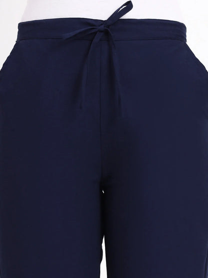 Mid-Rise Ankle-Length Regular Fit Poplin Pants