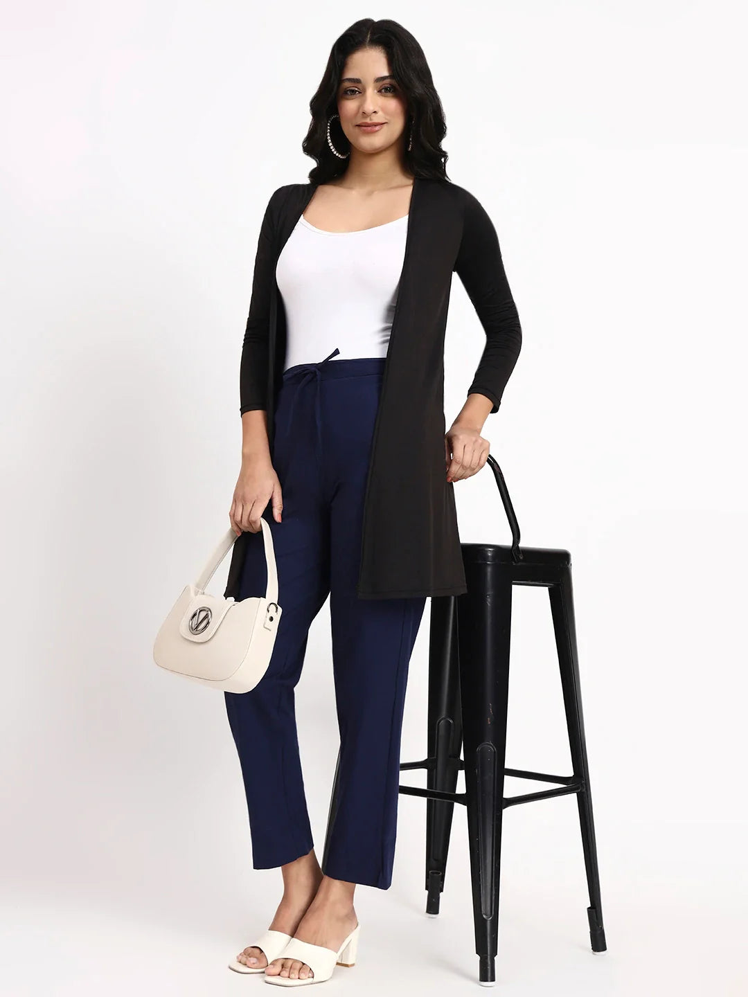 Mid-Rise Ankle-Length Regular Fit Poplin Pants