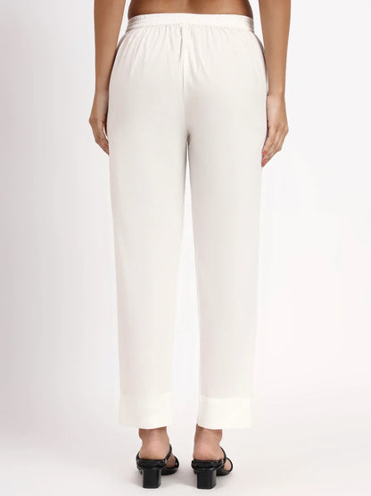 Mid-Rise Ankle-Length Regular Fit Poplin Pants