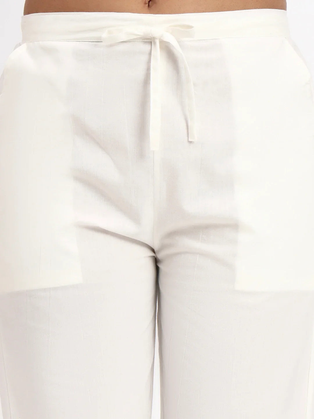 Mid-Rise Ankle-Length Regular Fit Poplin Pants