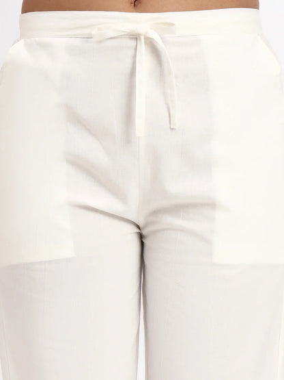 Mid-Rise Ankle-Length Regular Fit Poplin Pants