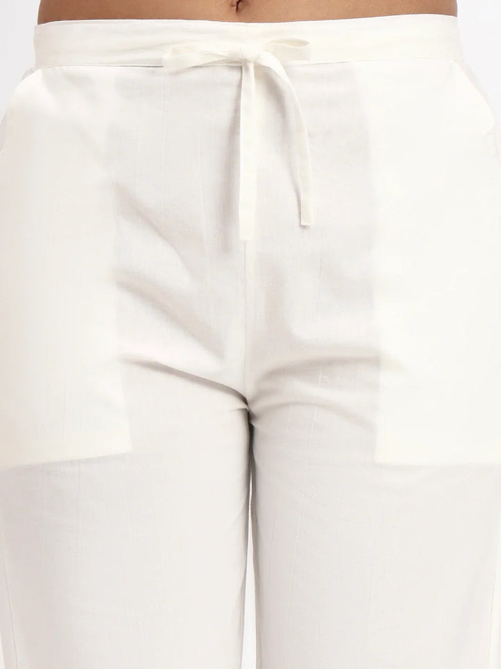 Mid-Rise Ankle-Length Regular Fit Poplin Pants
