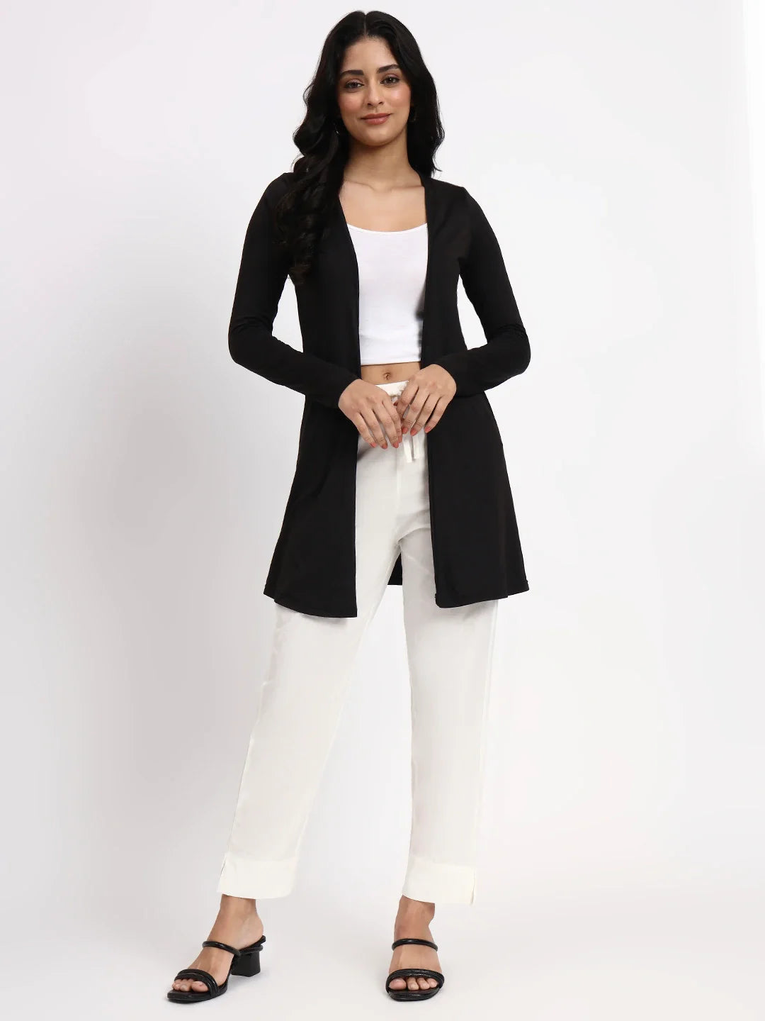 Mid-Rise Ankle-Length Regular Fit Poplin Pants