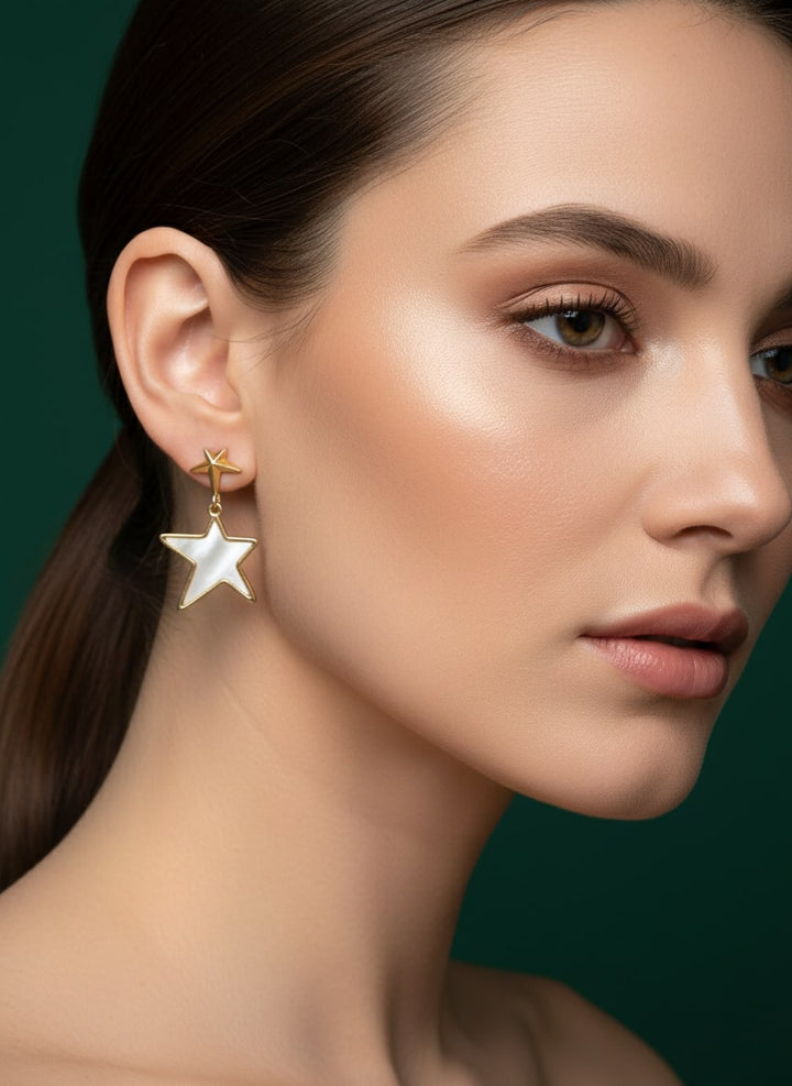 Unique White Star Shaped Earring