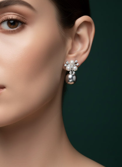 Silver Plated Pearls & Beaded Studs