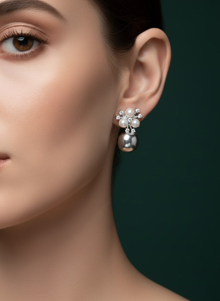 Silver Plated Pearls &amp; Beaded Studs