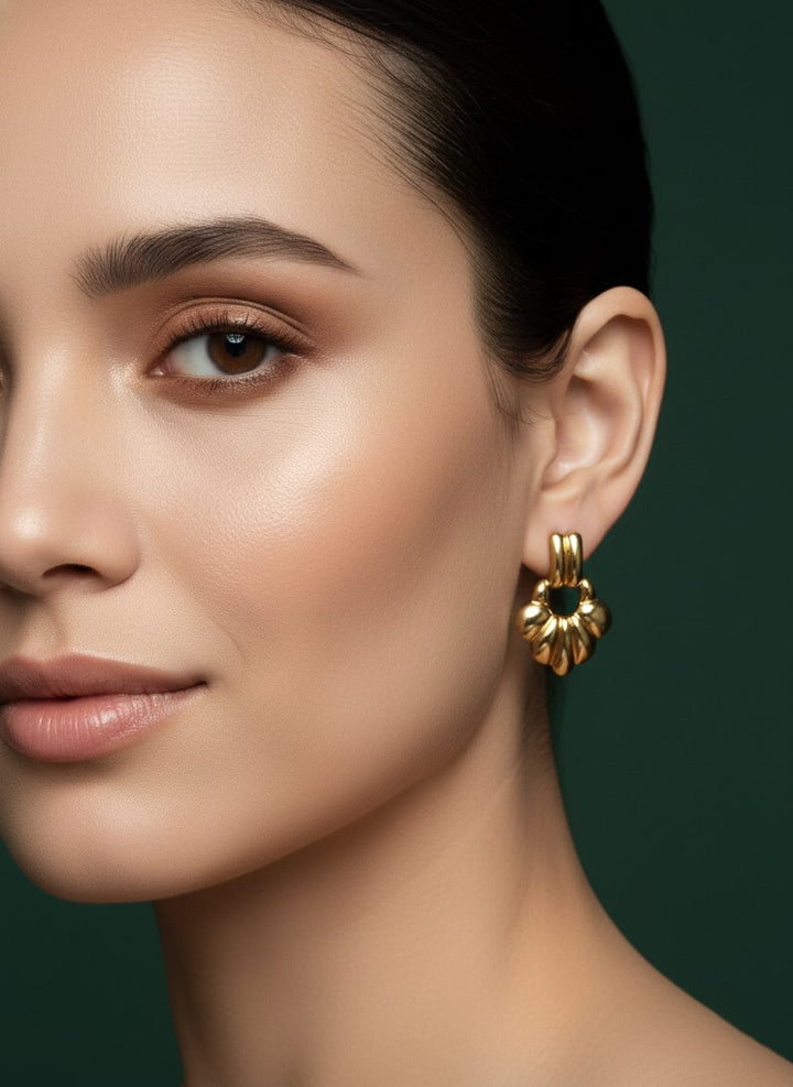 Fancy Golden Alloy Earrings