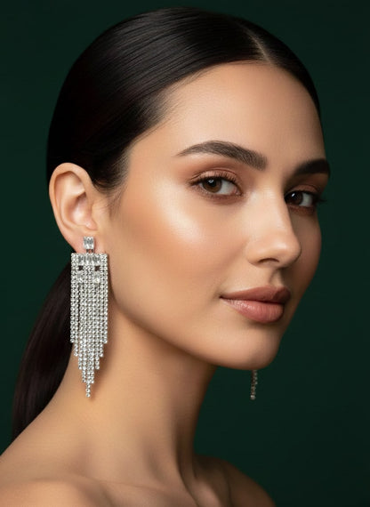 American Diamond Tassels Earrings