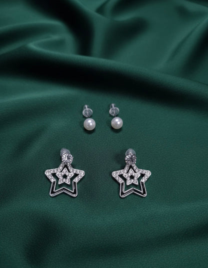 Pack of 2 Star & Pearl Mini Studs