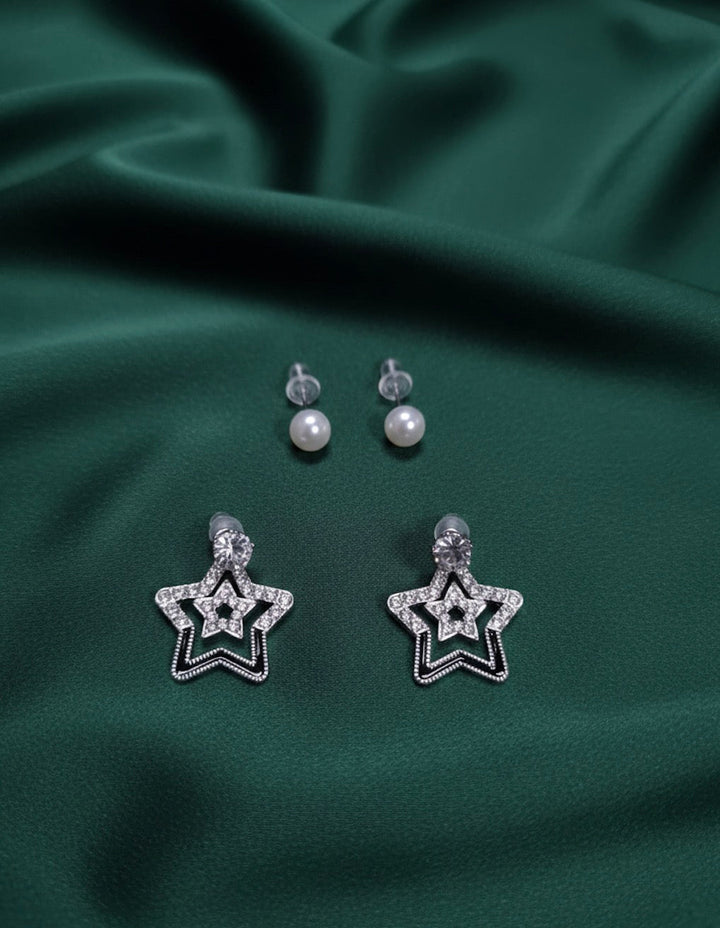 Pack of 2 Star &amp; Pearl Mini Studs