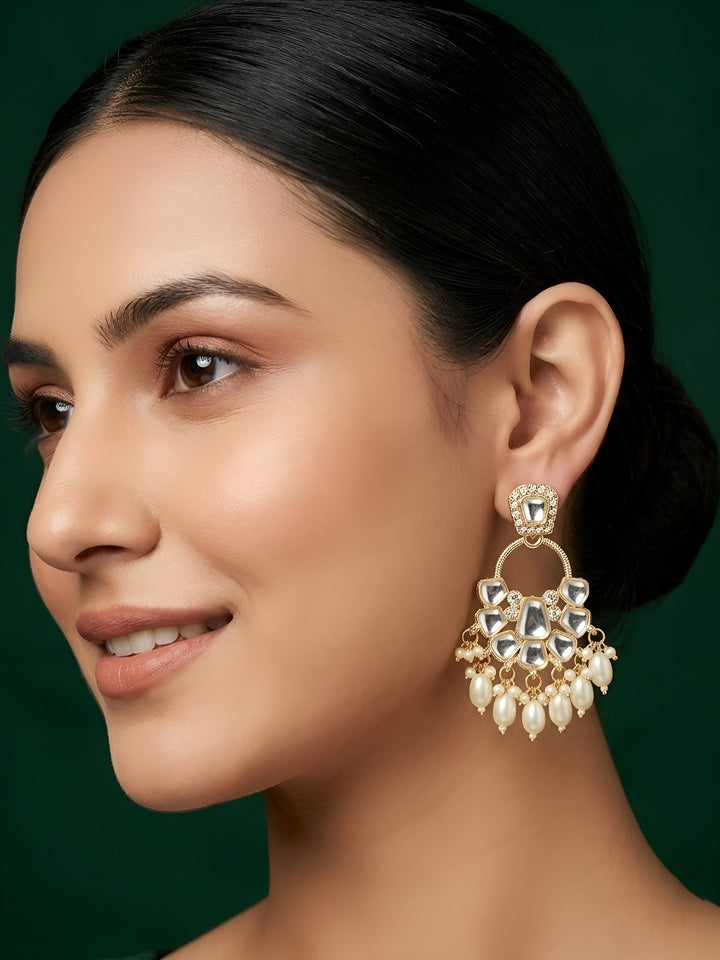Kundan &amp; Pearl Traditional Ethnic Statement Earrings