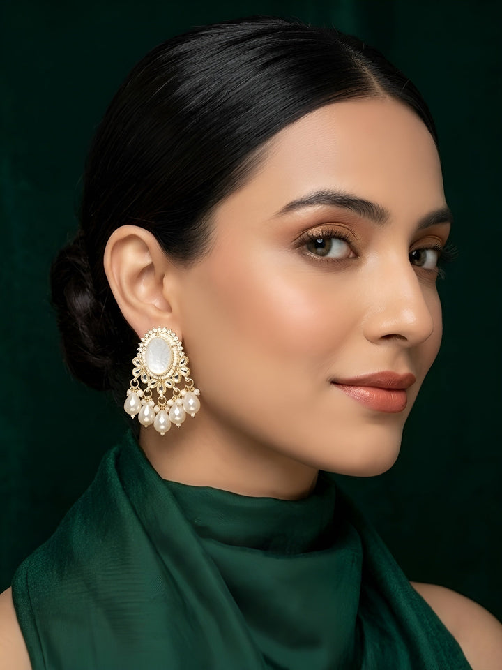 Kundan &amp; Pearl Statement Earrings