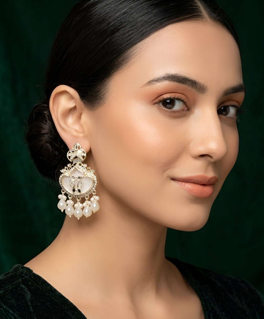 Kundan &amp; Pearl Traditional Ethnic Statement Earrings