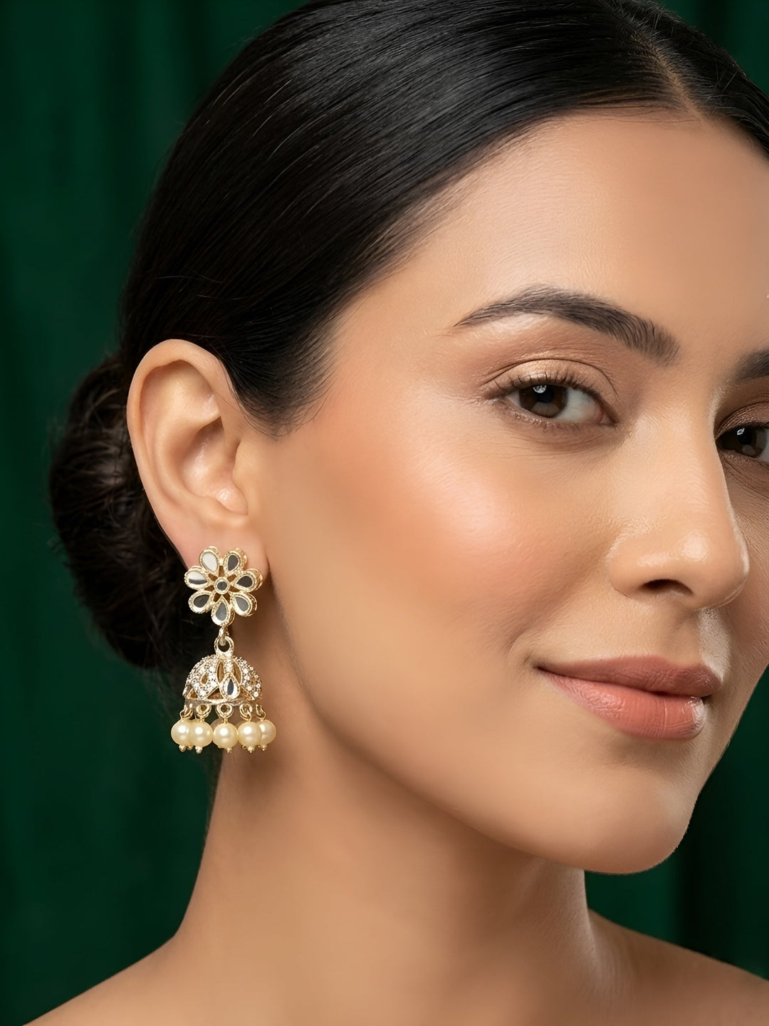 Kundan &amp; Pearl Statement Jhumki Earrings