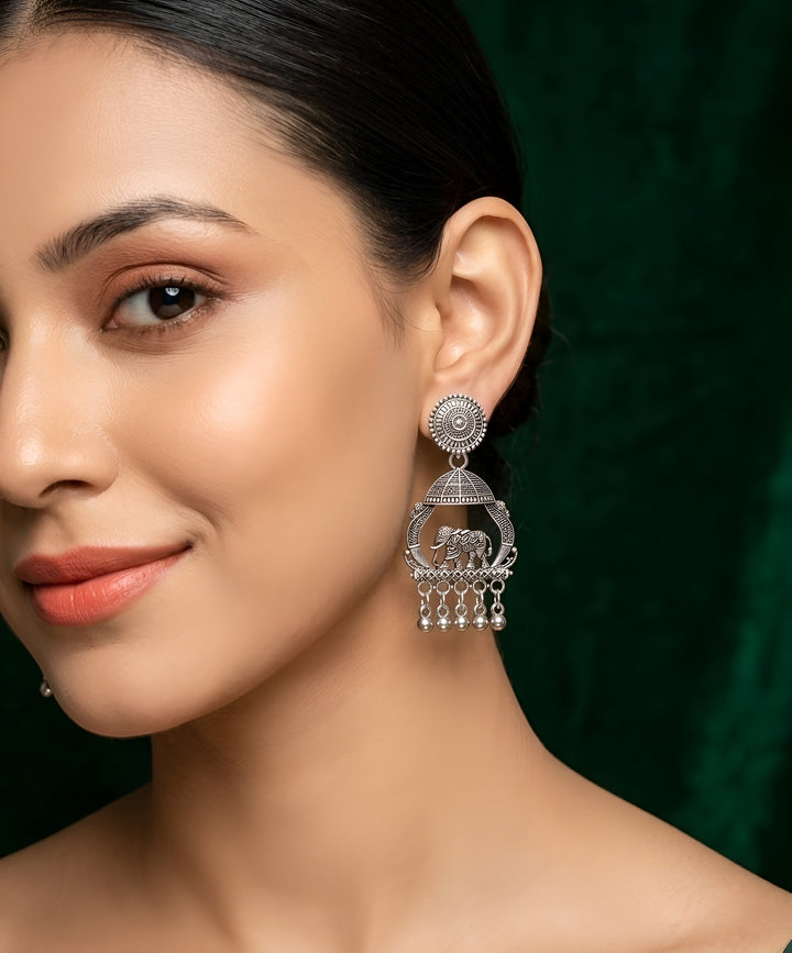 Silver Plated Oxidized Ethnic Earrings