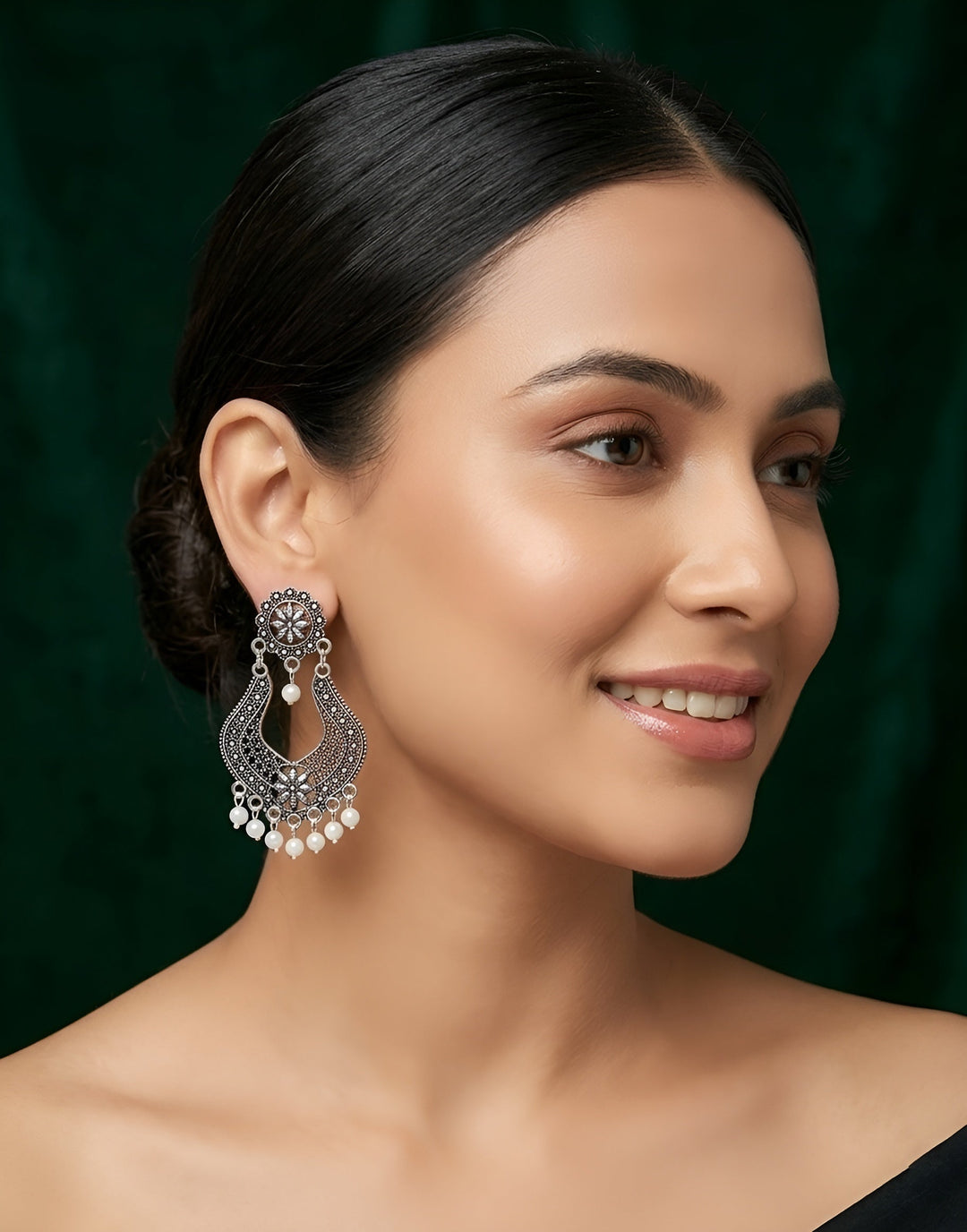 Silver Plated Oxidized Ethnic Earrings