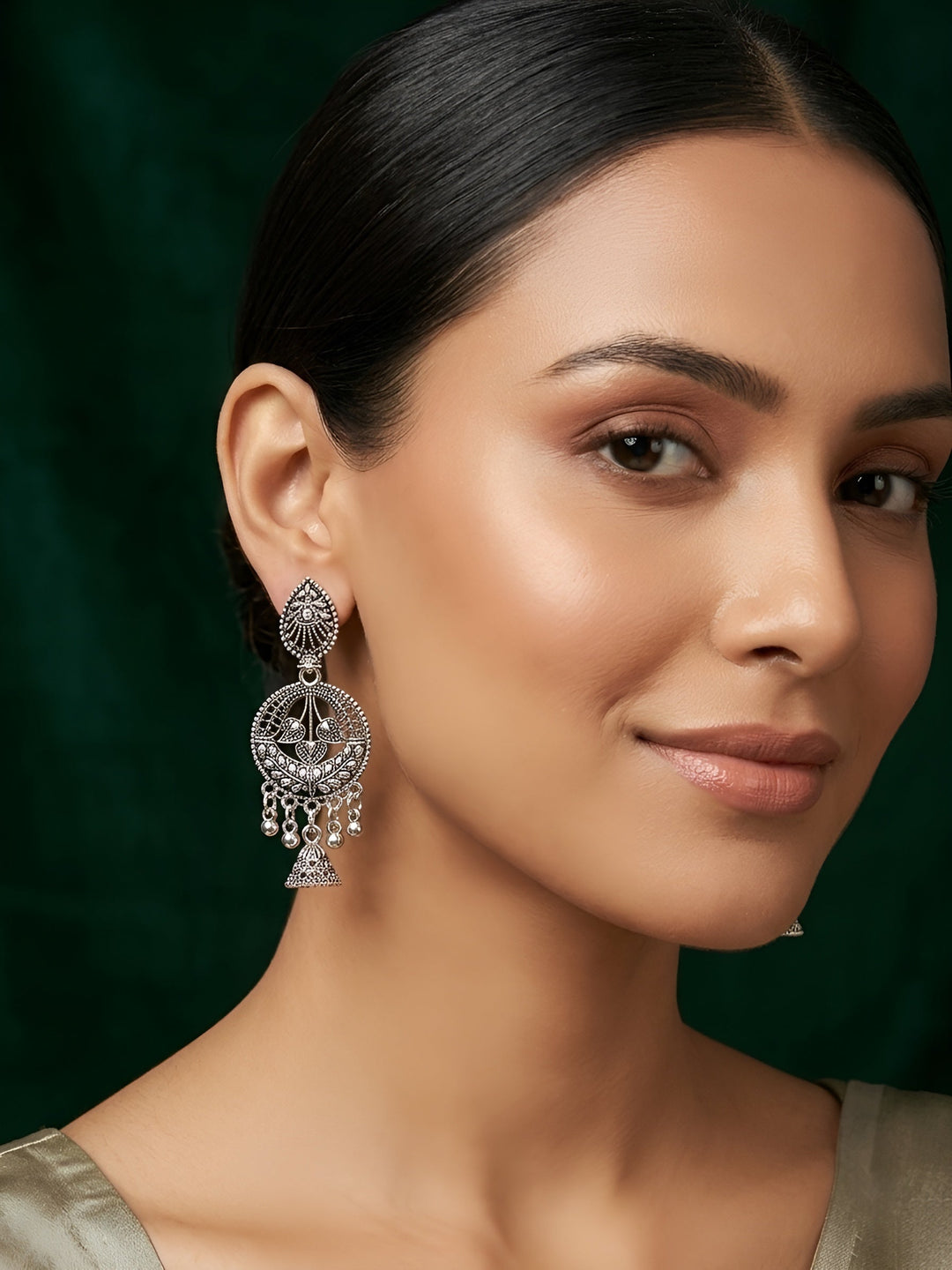 Silver Plated Oxidized Ethnic Earrings
