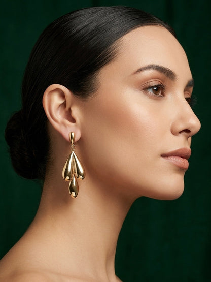 Gold Plated Contemporery Heart Earrings