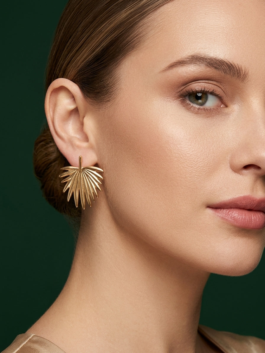 Gold Plated Contemporery Flower Earrings
